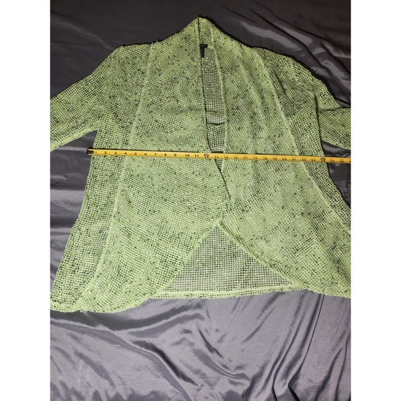 Katie‎ Todd Sheer Kimono Top Womans L  Geometric Green Long Sleeve Open Front - Picture 4 of 6